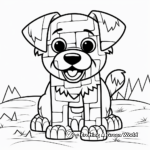 Cartoon Minecraft Dog Coloring Pages for Kids 4