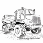 Cartoon-style Excavator and Dump Truck Coloring Page 1