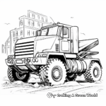 Cartoon-style Excavator and Dump Truck Coloring Page 3