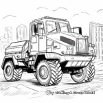 Cartoon-style Excavator and Dump Truck Coloring Page 4