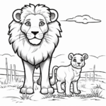 Cartoon Style Lion and Lamb Coloring Pages 2