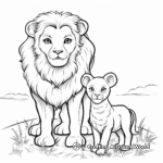 Cartoon Style Lion and Lamb Coloring Pages 3