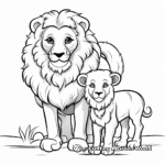 Cartoon Style Lion and Lamb Coloring Pages 4