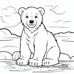 Cartoon-style Polar Bear Coloring Pages for Kids 1