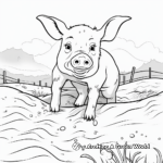 Cartoonish Pig Delighting in Mud Coloring Pages 2