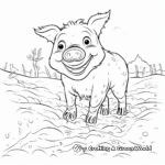 Cartoonish Pig Delighting in Mud Coloring Pages 4