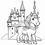 Castle and Unicorn Coloring Pages for Children 1