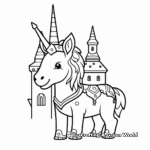 Castle and Unicorn Coloring Pages for Children 2