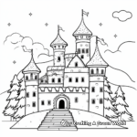 Castle in the Snow Winter Scene Coloring Pages 2
