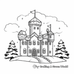 Castle in the Snow Winter Scene Coloring Pages 4