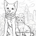 Cats and Dogs in a Garden: Nature Scene Coloring Pages 3