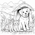 Cats and Dogs in a Garden: Nature Scene Coloring Pages 4