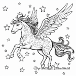 Celestial Flying Unicorn Among Stars Coloring Page 2