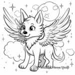 Celestial Night Sky Winged Wolf Coloring Pages 1