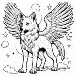 Celestial Night Sky Winged Wolf Coloring Pages 3