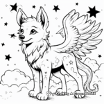 Celestial Night Sky Winged Wolf Coloring Pages 4