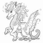 Celestial Unicorn Seahorse Coloring Sheets 1