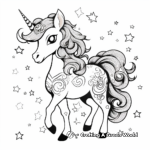 Celestial Unicorn With a Rainbow Mane Coloring Pages 1