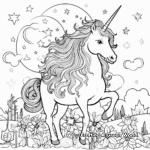 Celestial Unicorn with the Moon Coloring Pages 2