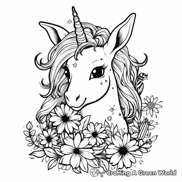 Flower Unicorn Coloring Pages - Free & Printable!