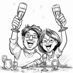 Champagne Toast New Year's Celebration Coloring Pages 3