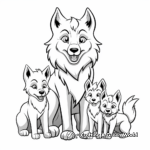 Charming Arctic Wolf Family Coloring Pages 1