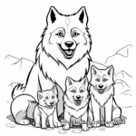 Charming Arctic Wolf Family Coloring Pages 2