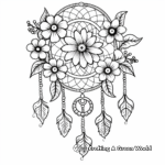 Charming Flowers and Vines Dream Catcher Coloring Pages 1