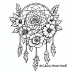 Charming Flowers and Vines Dream Catcher Coloring Pages 3