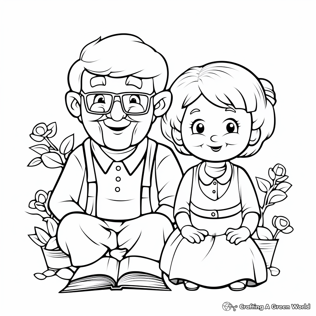 Cute Darling Grandmother and Grandfather, Coloring Book Page for Children  Stock Vector - Illustration of book, isolated: 70937336