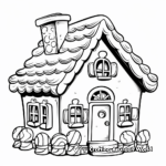 Charming Log-Cabin Gingerbread House Coloring Pages 2