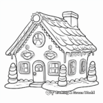 Charming Log-Cabin Gingerbread House Coloring Pages 4