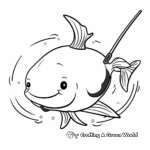 Charming Narwhal Whale Coloring Pages 1