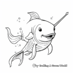 Charming Narwhal Whale Coloring Pages 4