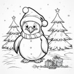 Charming Penguin Christmas Card Coloring Pages 2