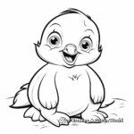 Cheerful Baby Penguin Playing Coloring Pages 2