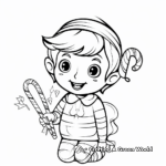 Cheerful Elf on the Shelf with Candy Canes Coloring Sheets 2