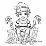 Cheerful Elf on the Shelf with Candy Canes Coloring Sheets 3