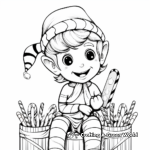 Cheerful Elf on the Shelf with Candy Canes Coloring Sheets 4