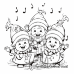 Cheerful Gnomes Singing Carols Coloring Pages 1