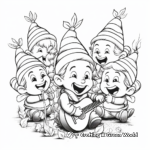 Cheerful Gnomes Singing Carols Coloring Pages 2