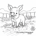 Cheerful Pig Playing in Mud Coloring Pages 1