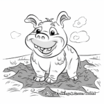 Cheerful Pig Playing in Mud Coloring Pages 2