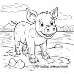 Cheerful Pig Playing in Mud Coloring Pages 3