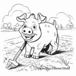 Cheerful Pig Playing in Mud Coloring Pages 4