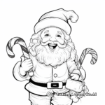 Cheerful Santa with Candy Cane Coloring Pages 1