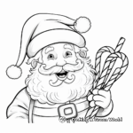 Cheerful Santa with Candy Cane Coloring Pages 3