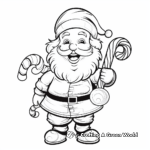 Cheerful Santa with Candy Cane Coloring Pages 4