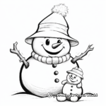 Cheerful Snowman with Bunny Coloring Pages 1