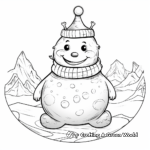 Cheerful Snowman with Bunny Coloring Pages 3